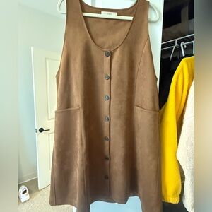 Suede Button-Down Dress